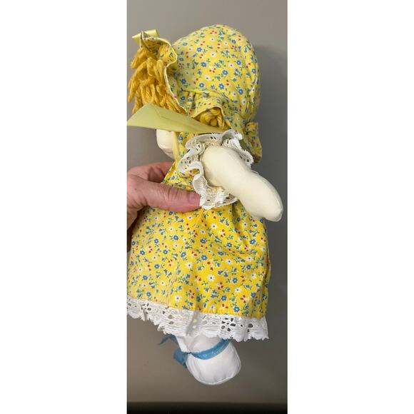 Handmade, rag doll yellow hair with yellow floral dress 12” tall - Picture 4 of 6